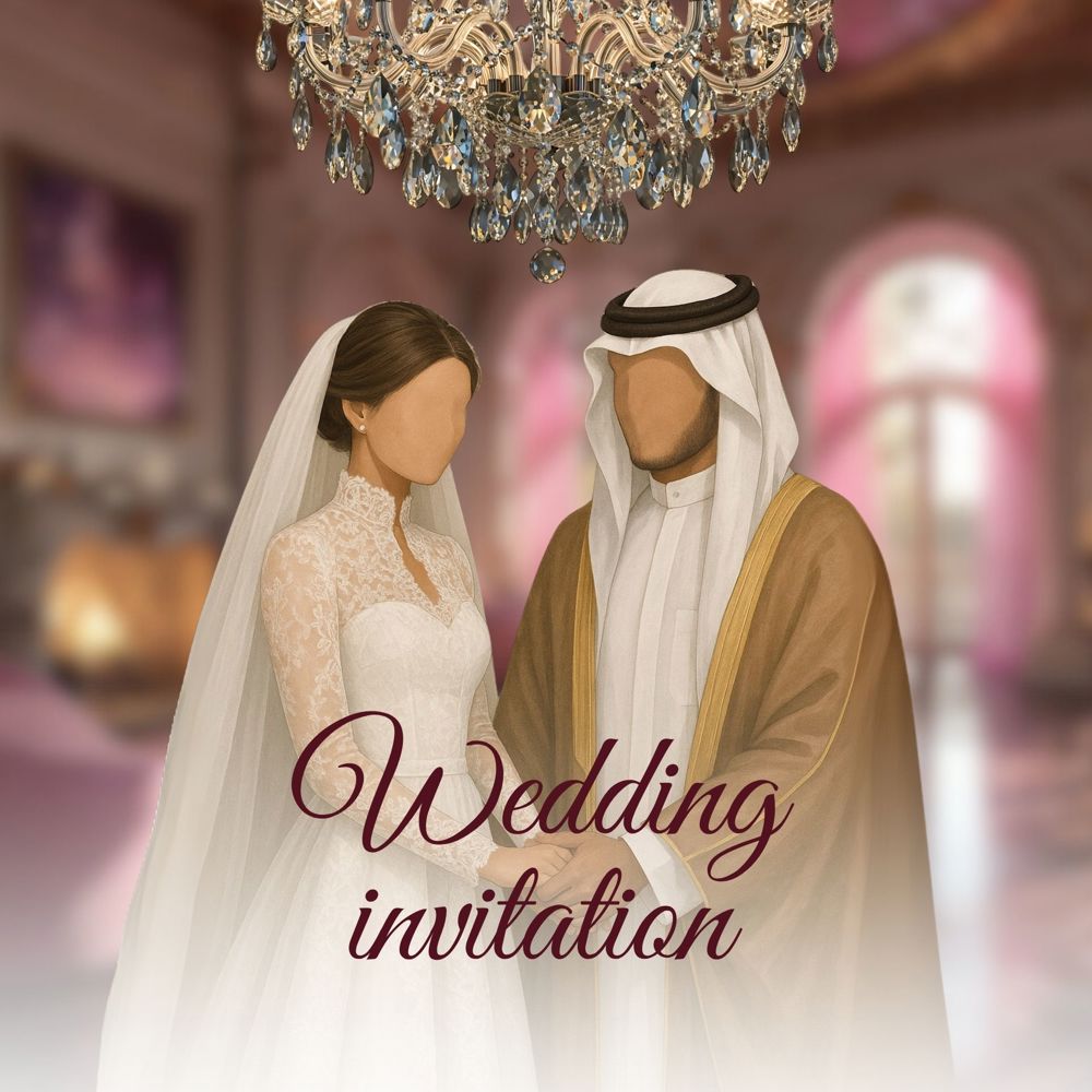 بطاقه دعوة زفاف تصميم خاص 3D